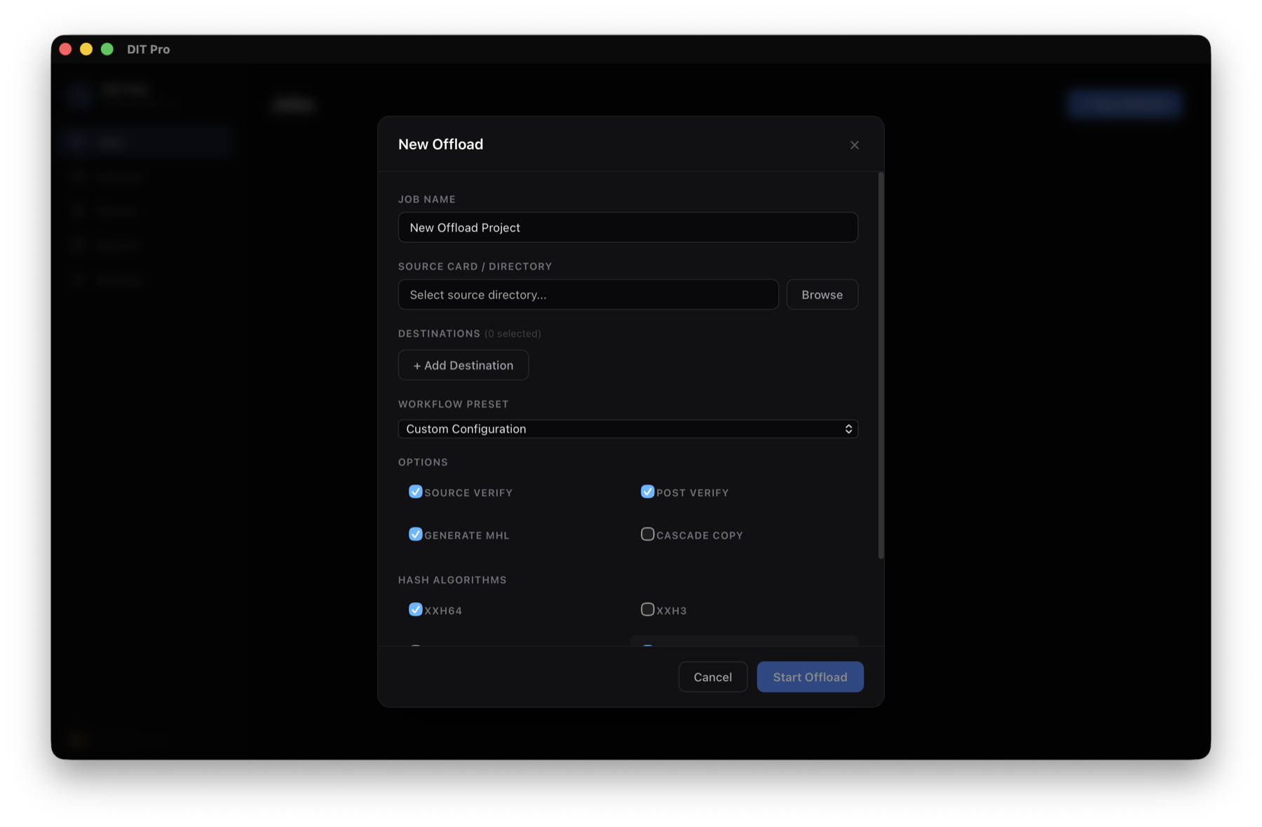 DIT Pro clear GUI offload workflow preview